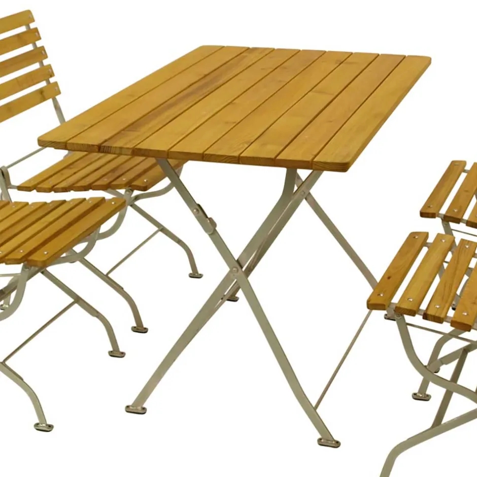 Wohnen Biergarten Gartengarnitur aus Robinie & Stahl - Haita (fünfteilig)