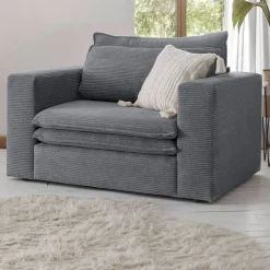 Wohnen Big Sessel aus Cord in Anthrazit - Ruffos