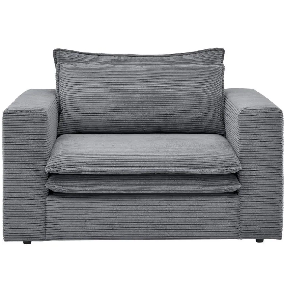 Wohnen Big Sessel aus Cord in Anthrazit - Ruffos