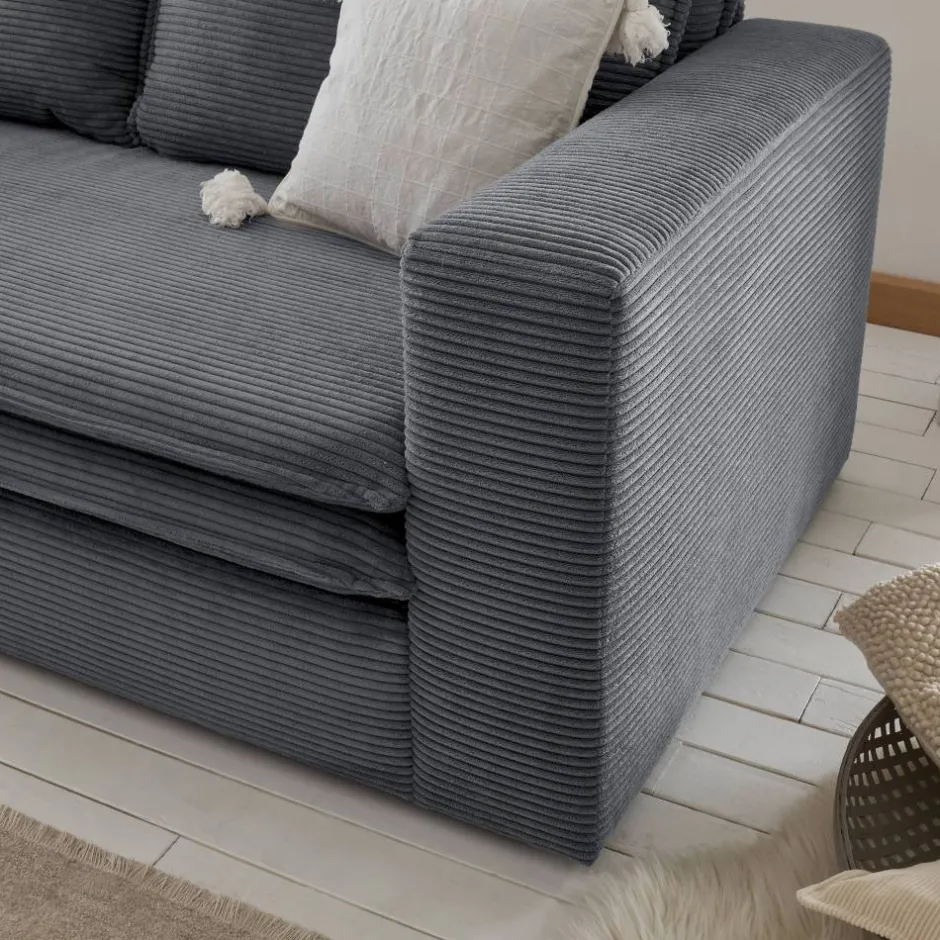 Wohnen Big Sessel aus Cord in Anthrazit - Ruffos