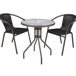 Wohnen Bistro Sitzgruppe mit Glastisch - Justina (dreiteilig)