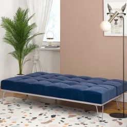 Wohnen Blaue Schlafcouch mit Samt Bezug - Otrando