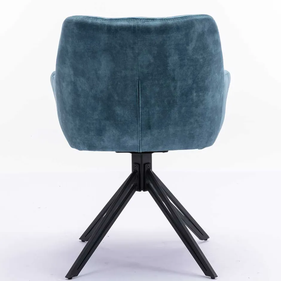 Blauer Armlehnenstuhl aus Velours - Paleara (2er Set)^Wohnen Hot