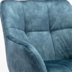 Blauer Armlehnenstuhl aus Velours - Paleara (2er Set)^Wohnen Hot
