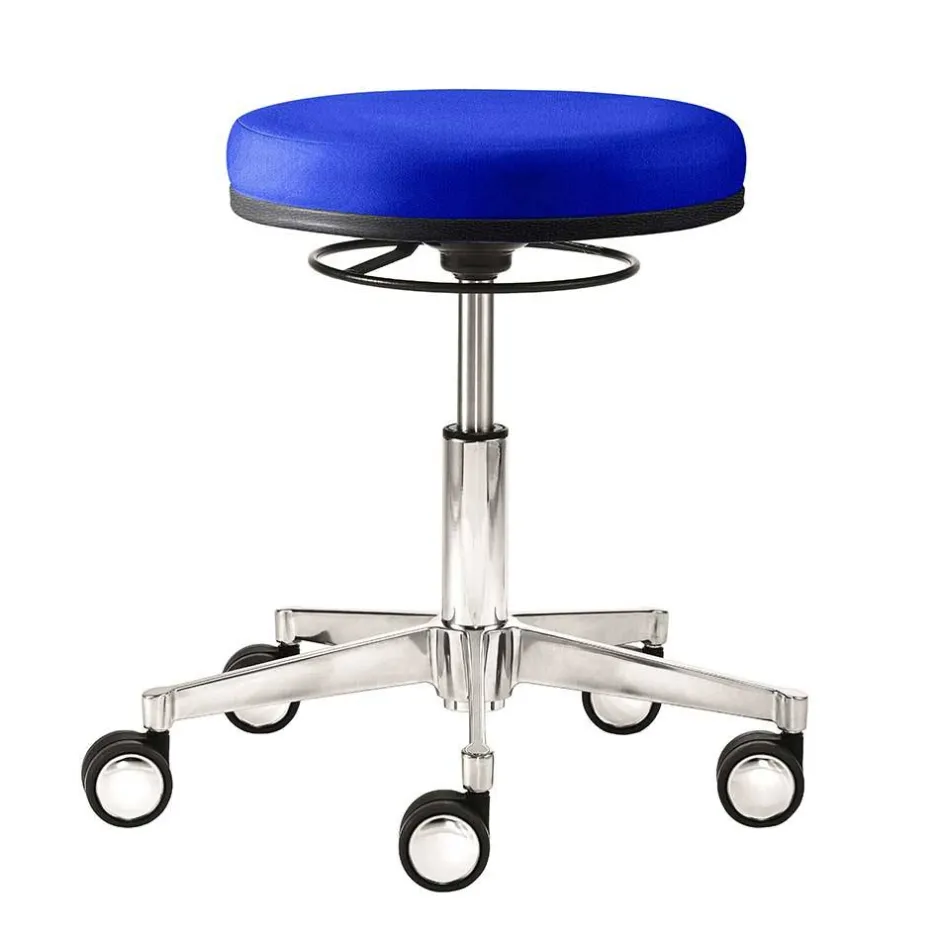 Blauer Bürohocker mit runder Sitzfläche 48cm - Suprima^Wohnen Online