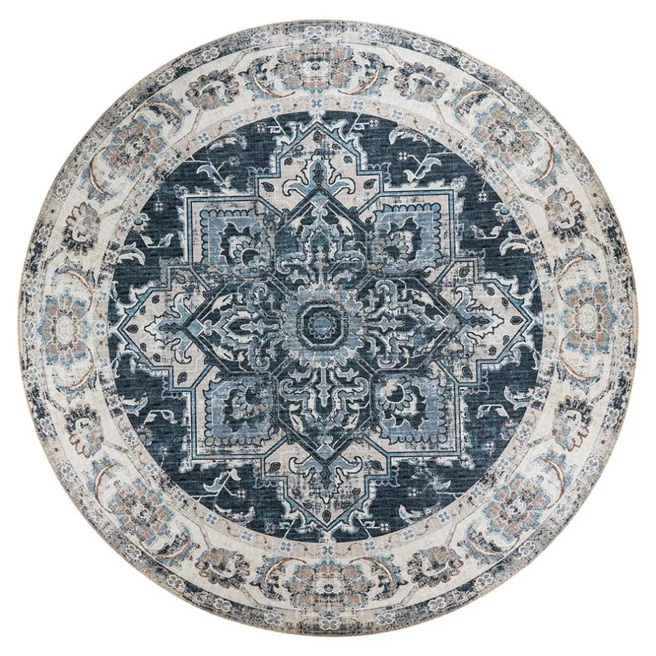 Blauer Teppich mit Ornament Muster - Pontecuna^Wohnen New