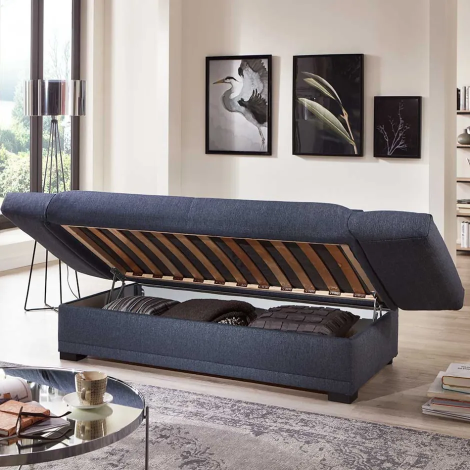 Wohnen Blaues Schlafsofa mit verstellbaren Armlehnen - Lash