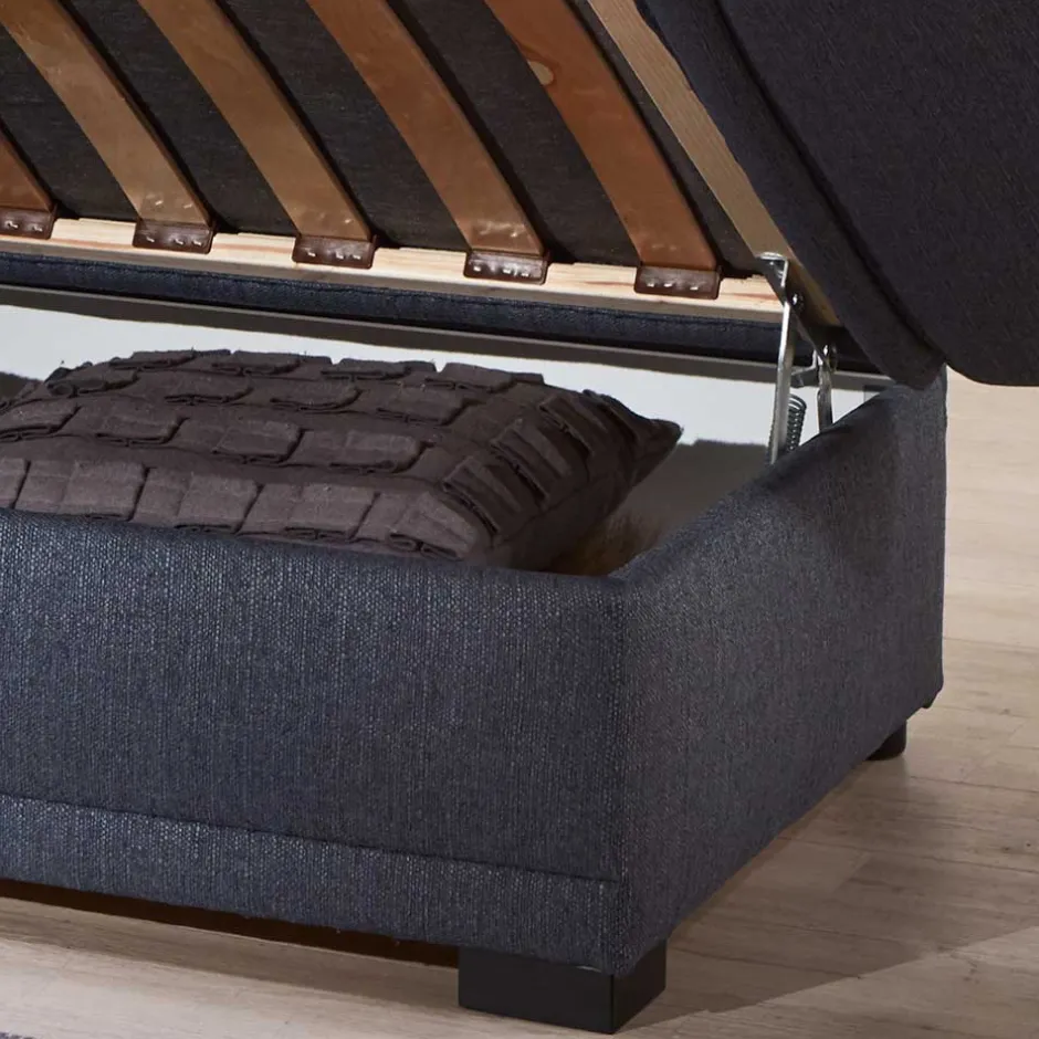 Wohnen Blaues Schlafsofa mit verstellbaren Armlehnen - Lash