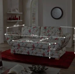 Wohnen Blaues Schlafsofa mit verstellbaren Armlehnen - Lash