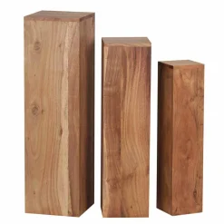 Blumensäulen Set Vislan aus Holz massiv Akazie (dreiteilig)^Wohnen Discount
