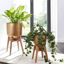 Blumentöpfe aus Metall in Gold - Nell II (zweiteilig)^Wohnen