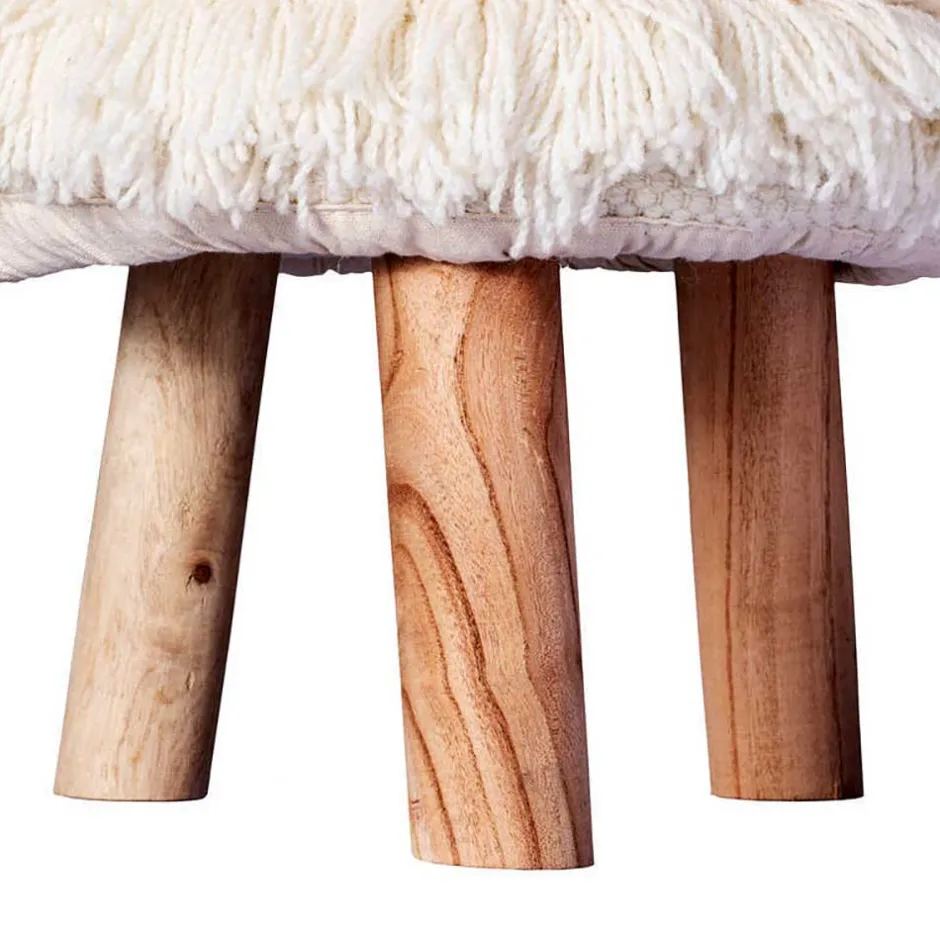 Wohnen Boho Style Hocker in Cremeweiß - Puertos