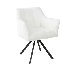 Boucle Armlehnenstuhl in Creme - drehbar - Tobrina (2er Set)^Wohnen Hot