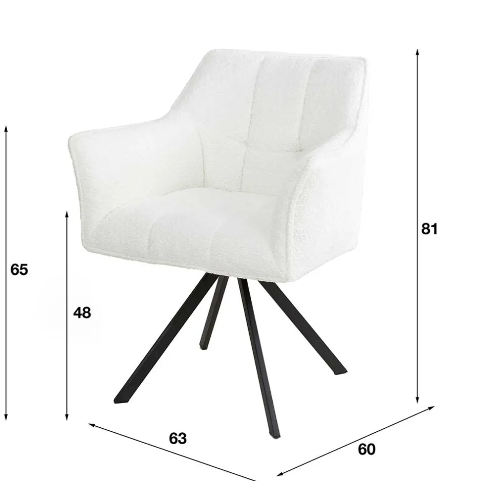 Boucle Armlehnenstuhl in Creme - drehbar - Tobrina (2er Set)^Wohnen Hot