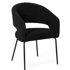 Boucle Armlehnenstuhl in Schwarz - Ivonata (2er Set)^Wohnen New