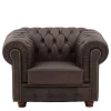 Wohnen Brauner Chesterfieldsessel mit Lederbezug - Pluna