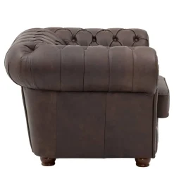 Wohnen Brauner Chesterfieldsessel mit Lederbezug - Pluna
