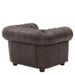 Wohnen Brauner Chesterfieldsessel mit Lederbezug - Pluna
