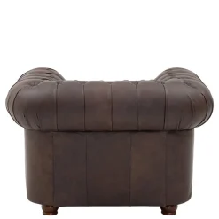 Wohnen Brauner Chesterfieldsessel mit Lederbezug - Pluna