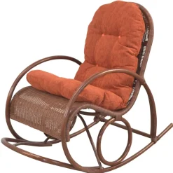 Brauner Schaukelstuhl aus Rattan Geflecht - Oktaria^Wohnen Sale