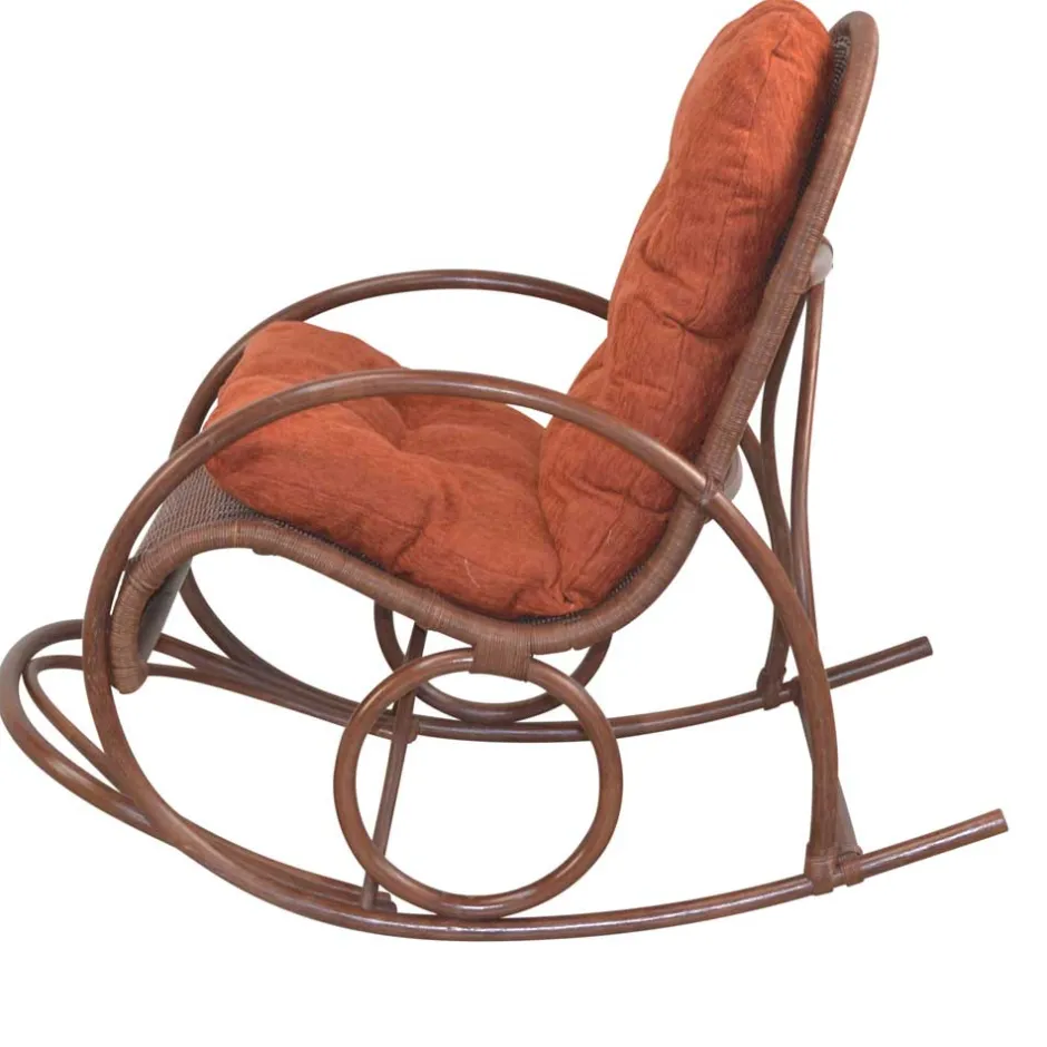 Brauner Schaukelstuhl aus Rattan Geflecht - Oktaria^Wohnen Sale