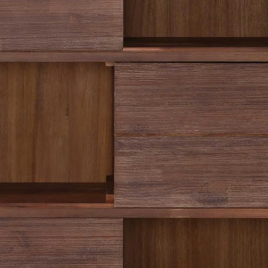 Braunes Akazie Highboard mit 3 Schiebetüren - Ruffes^Wohnen Hot