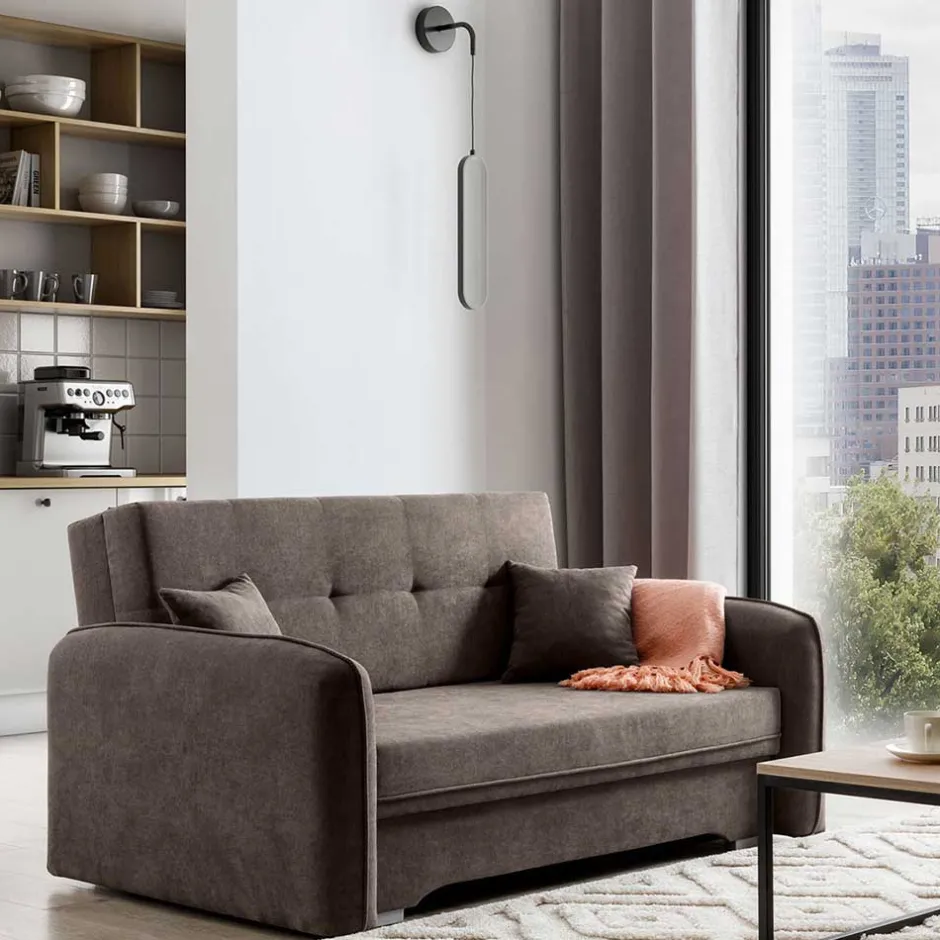 Wohnen Braunes Schlaf-Sofa mit Bonell Federkern - Dasanti