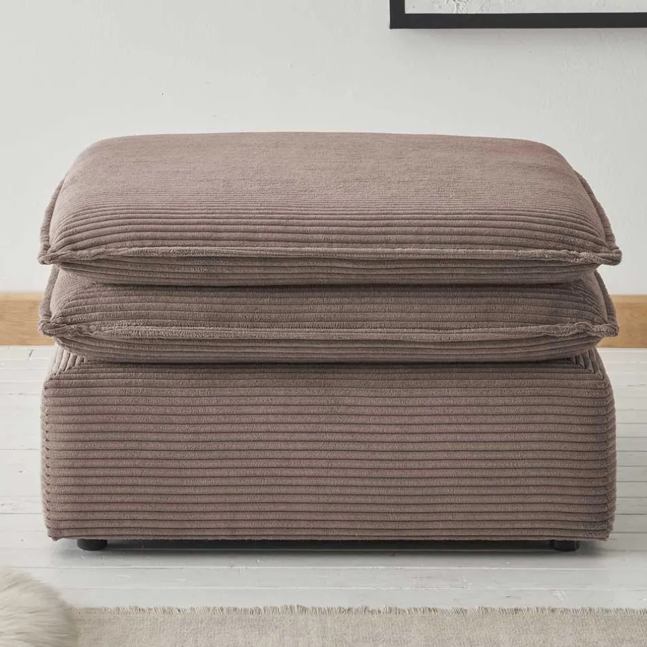 Wohnen Breitcord Hocker in Hellbraun - Anyna