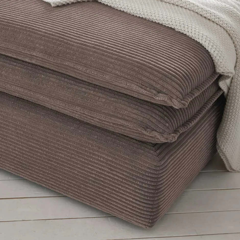 Wohnen Breitcord Hocker in Hellbraun - Anyna