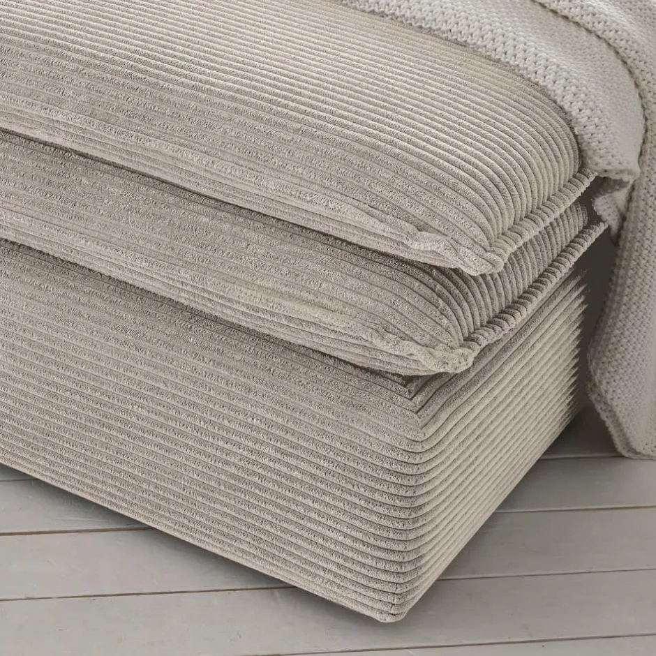 Wohnen Breitcord Polsterhocker in Beige - Jony