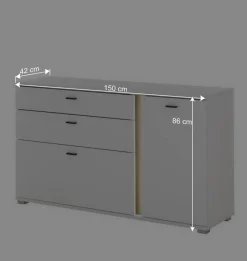 Breite Kombi-Kommode mit LED Beleuchtung - Racelyn^Wohnen