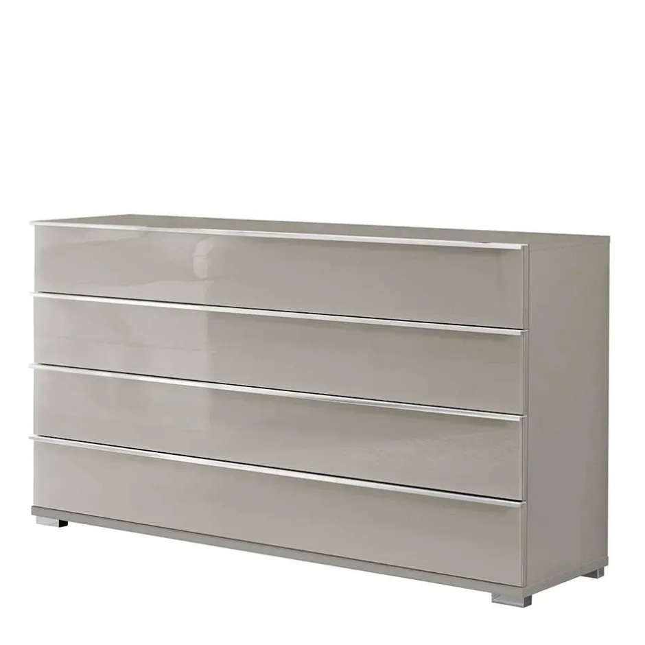 Wohnen Breite Kommode in Hellgrau mit Glasfront - Nucina