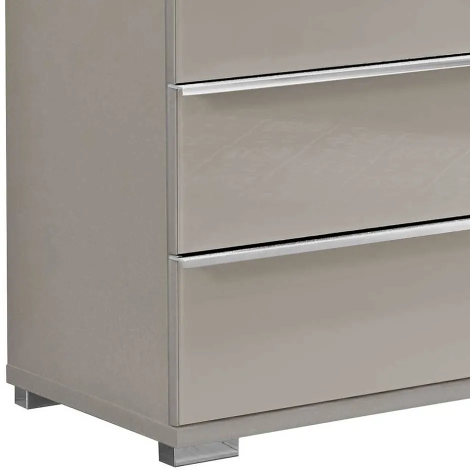 Wohnen Breite Kommode in Hellgrau mit Glasfront - Nucina