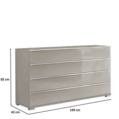 Wohnen Breite Kommode in Hellgrau mit Glasfront - Nucina