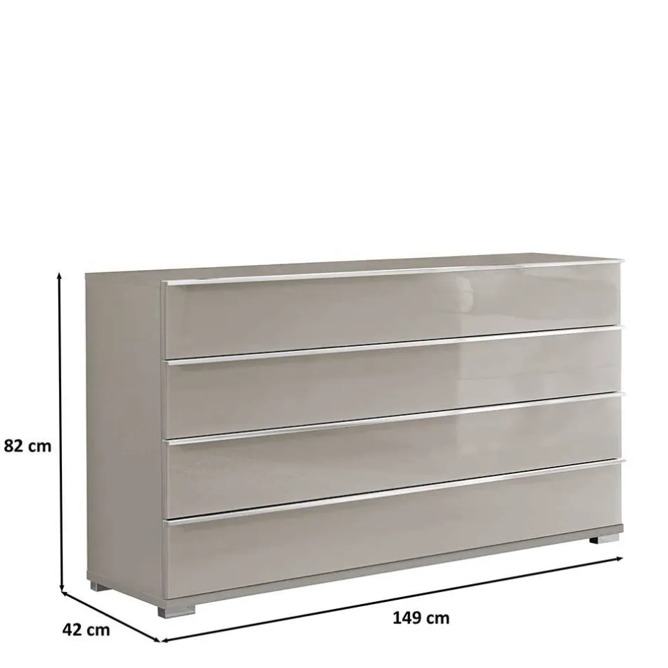 Wohnen Breite Kommode in Hellgrau mit Glasfront - Nucina