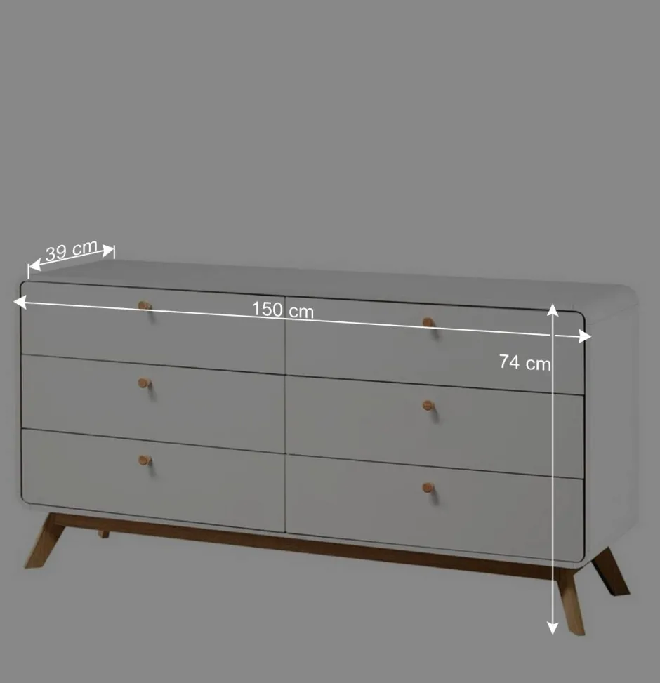 Breite Kommode mit sechs Schubladen - Kolreva^Wohnen Sale