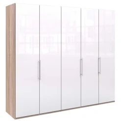 Breiter Schlafzimmerschrank mit weißer Glasfront - Bosays^Wohnen Outlet