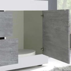 Breites TV Board in Weiß HG & Betonoptik - Narandu^Wohnen Discount