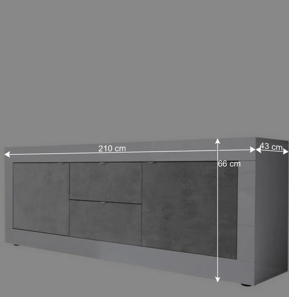 Breites TV Board in Weiß HG & Betonoptik - Narandu^Wohnen Discount