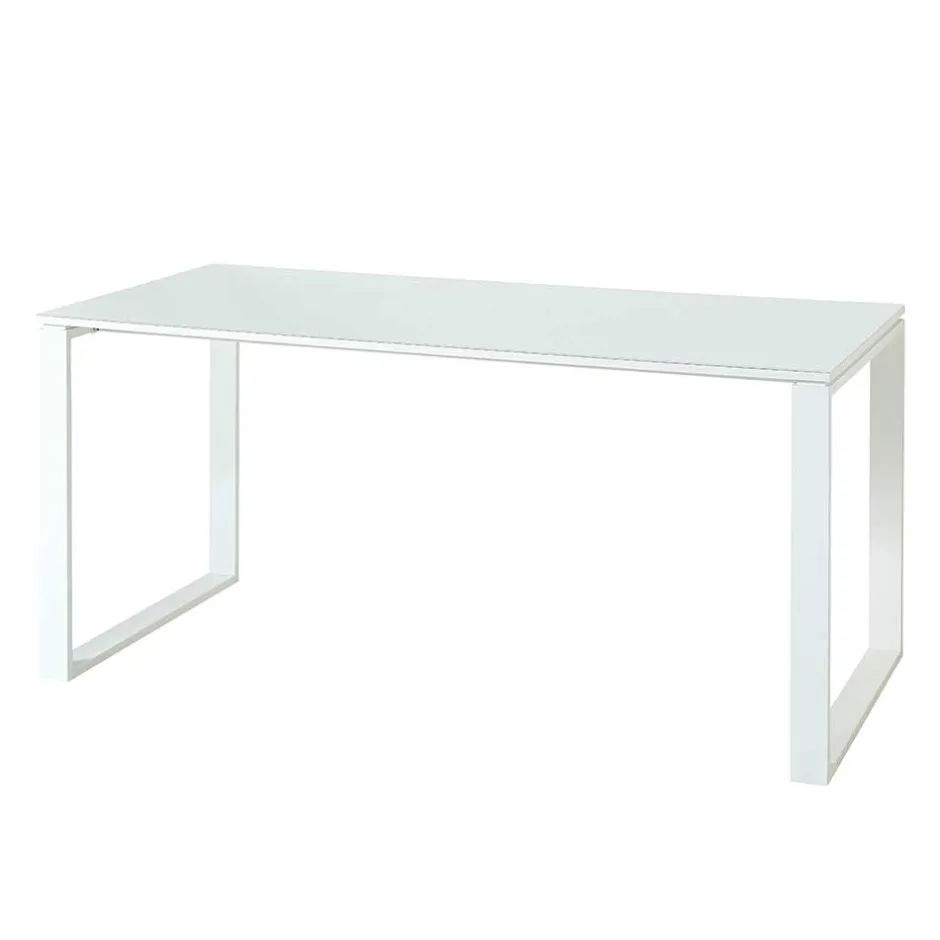Wohnen Büro Arbeitstisch in Weiß mit Glas - Fidania