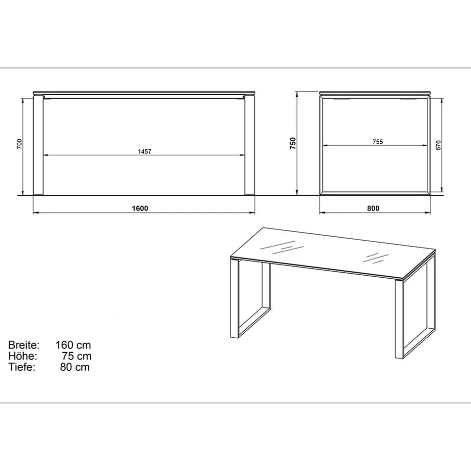 Wohnen Büro Arbeitstisch in Weiß mit Glas - Fidania