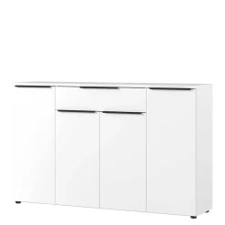 Wohnen Büro Highboard in Weiß mit schwarzen Griffen - Sparkle