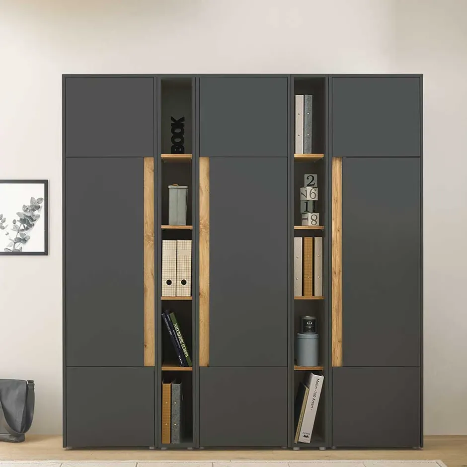 Büro Schrank- und Regalwand Set - Ahilav (fünfteilig)^Wohnen Discount