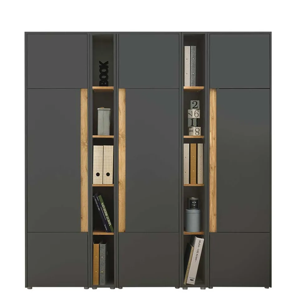Büro Schrank- und Regalwand Set - Ahilav (fünfteilig)^Wohnen Discount
