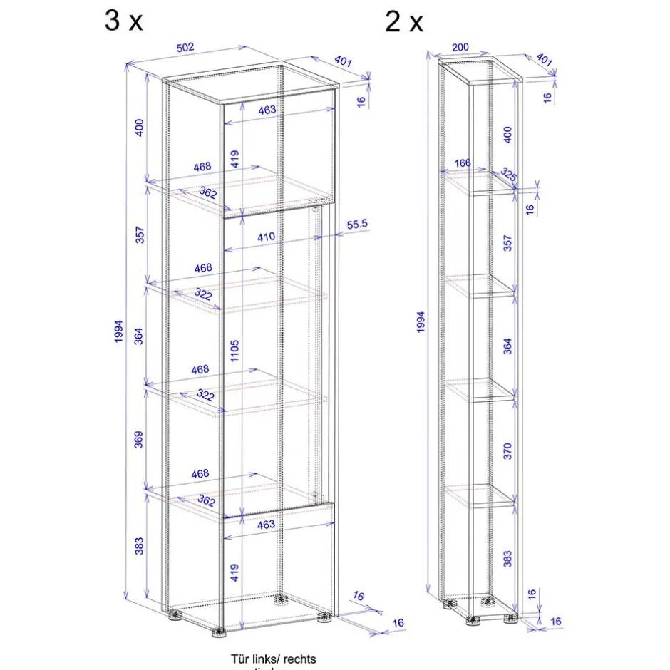 Büro Schrank- und Regalwand Set - Ahilav (fünfteilig)^Wohnen Discount