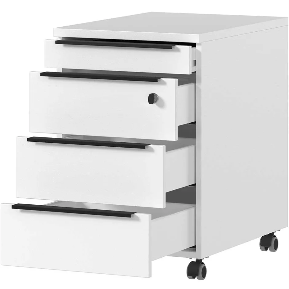 Büro Schreibtisch Rollcontainer in Weiß - Sparkle^Wohnen Clearance