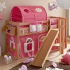 Kinder Wohnen Buche Kinder Halbhochbett mit Rutsche Podest - Altair