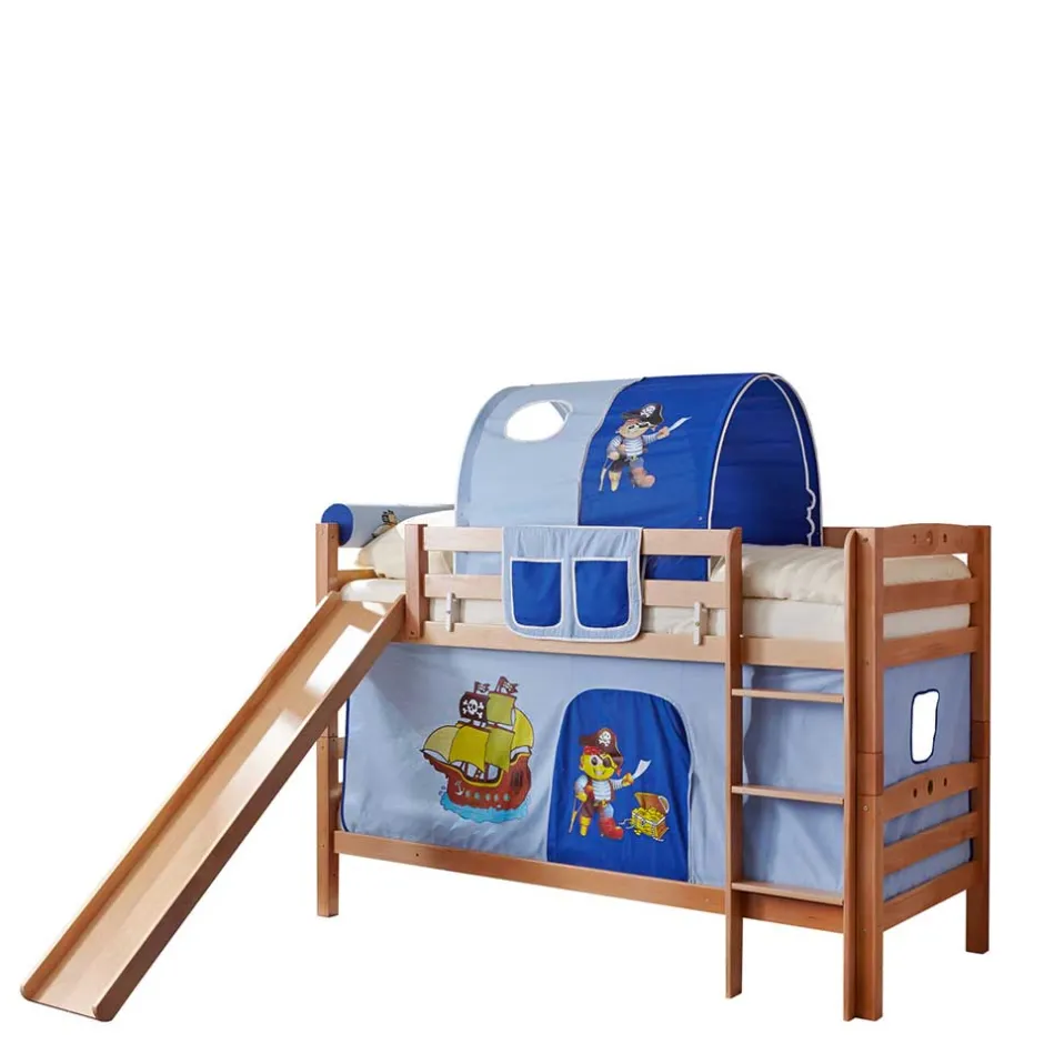 Kinder Wohnen Buche Stockbett für Jungen mit Rutsche - Leonie