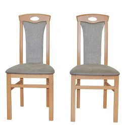 Buchenholz Stühle in Natur & Hellgrau - Zandravo (2er Set)^Wohnen Outlet