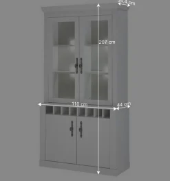 Wohnen Buffet Vitrine in weißer Holzoptik Pinie - Liancos